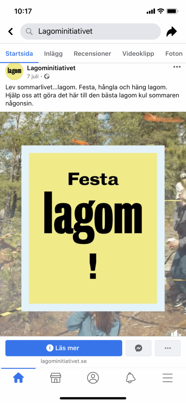 Festa Lagom - Facebook inlägg